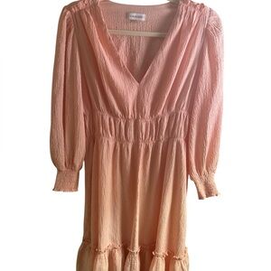 Calvin Klein Women’s Peach Color Size 10 Dress Prairie‎ Cottage Core Ruffles